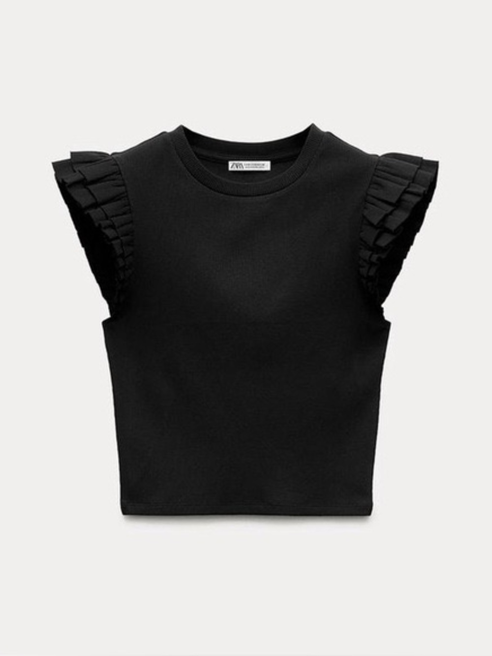 Zara Black Ruffle Sleeve Top